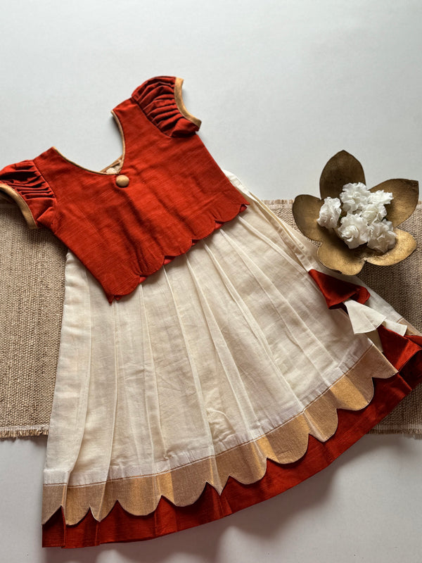 Arshi Crop top and skirt Orange - Onam edit