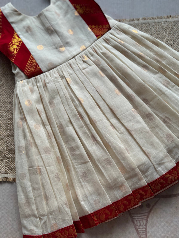 Anvi Kids Cotton Frock - RED Onam Edit