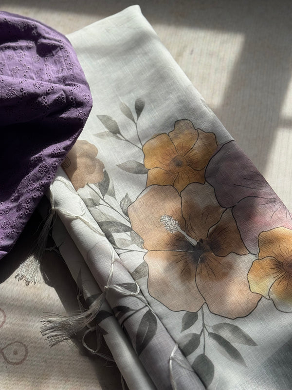 Kaira - Floral Linen Saree