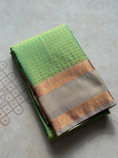 Semi Kanchi Silk x Gold Zari Saree - Sage main image 1