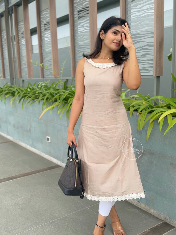 Gulabi sand beige- Kurta