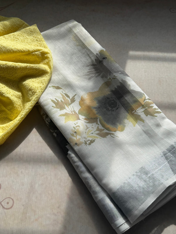 Kaira - Floral Linen Saree