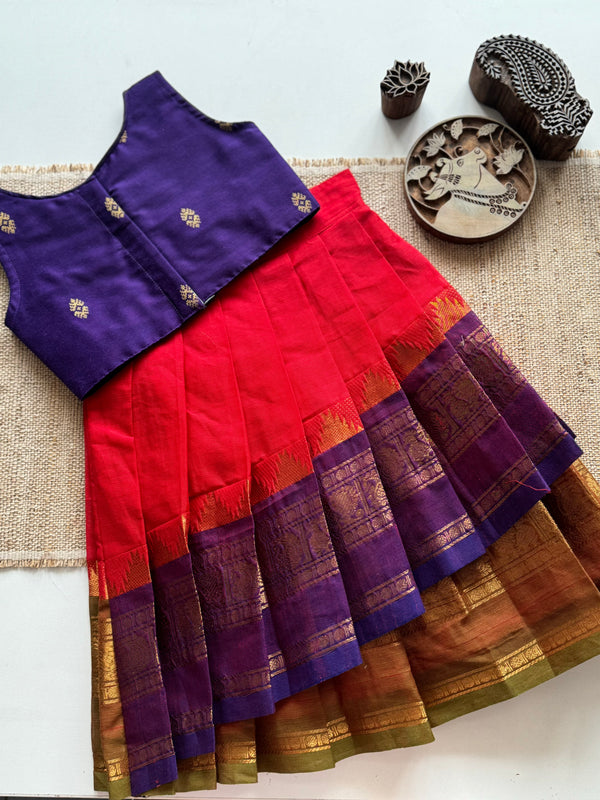 Chettinad Cotton Overlapped Skirt with Crop top- Festive Collection Express