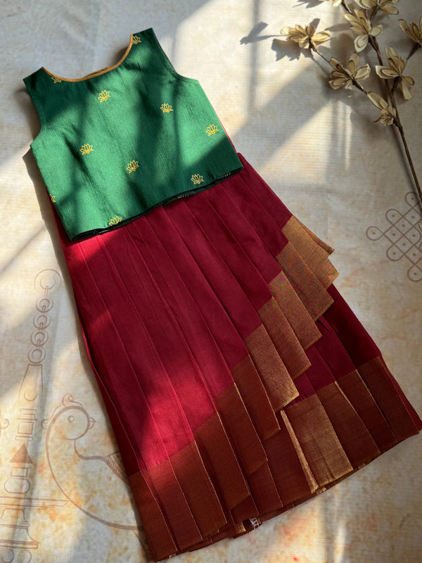 Chettinad cotton overlapped Skirt with bodice top - Express