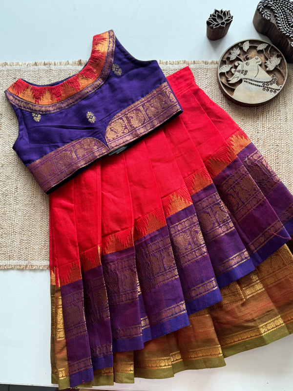 Chettinad Cotton Overlapped Skirt with Crop top- Festive Collection Express
