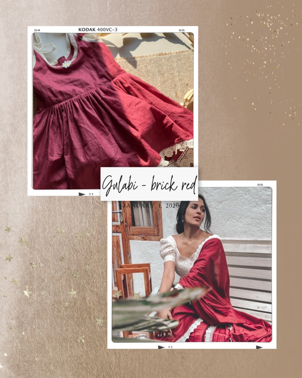 Mom & Daughter - Gulabi brick red