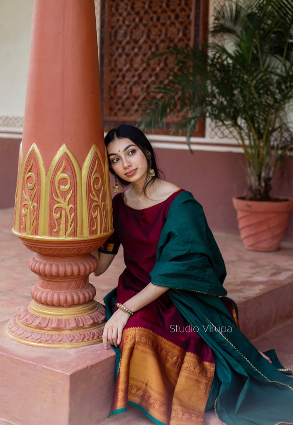 Abitha (Maroon) - Kurta
