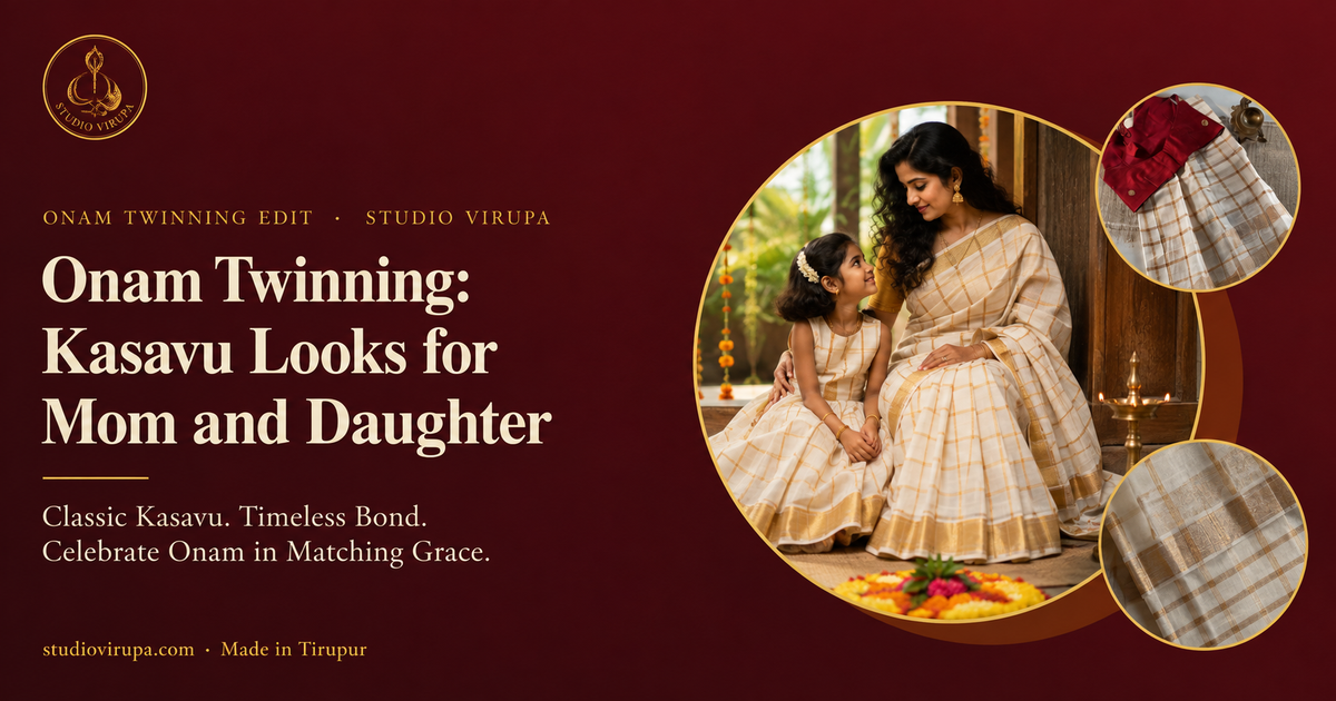 Onam Twinning: Kasavu Looks for Mom and Daughter