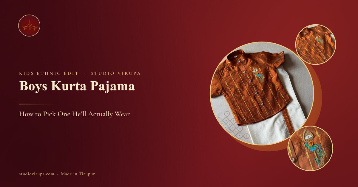 Boy's cotton kurta pajama set – Studio Virupa, Tirupur