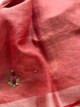 Ceya Linen Saree with Hand Floral Embroidery