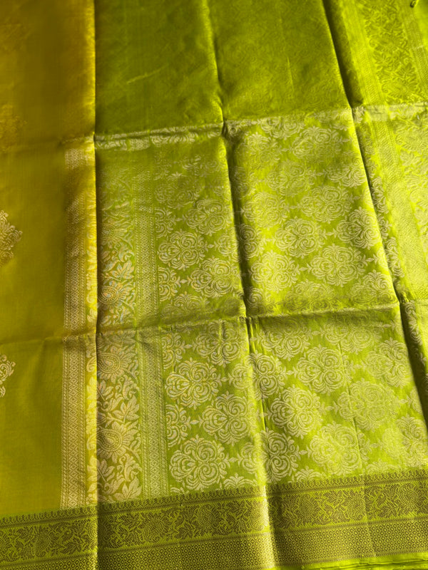 Pure Kanjivaram Soft Silk Saree with Paisley Zari Buttas & Kanchi Border – Vintage Edition