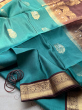 Pure Kanjivaram Soft Silk Saree with Paisley Zari Buttas & Kanchi Border – Vintage Edition