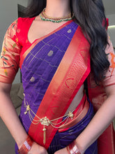 Semi Kanchi Silk Saree With Paithani Blouse