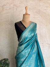 Aaranya Mushru Silk Saree – Turquoise Blue with Silver Zari