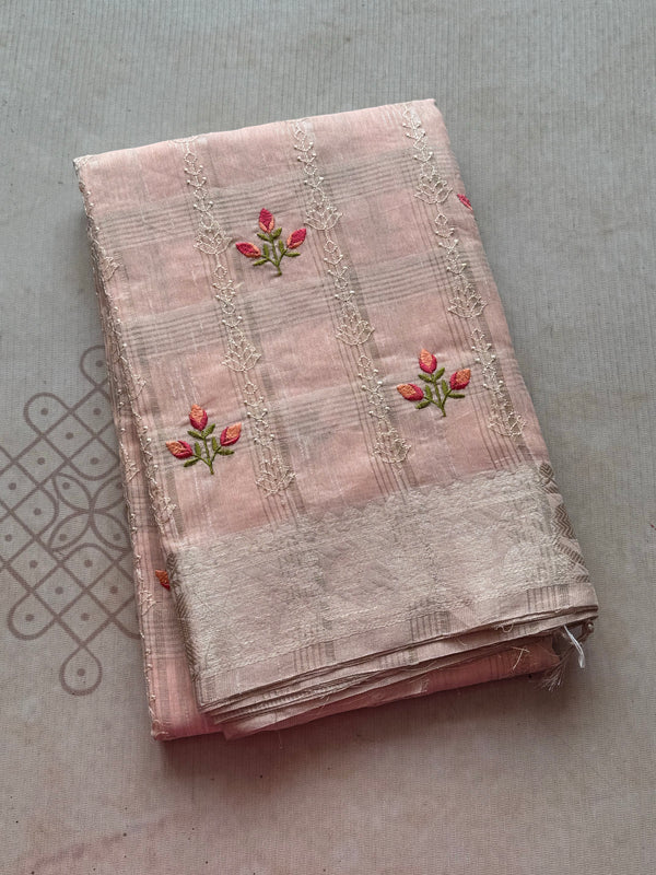 Ciranya Linen - Embroidered Kora Saree