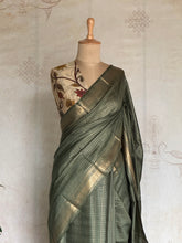 Ritambhara - Soft Tussar Zari Checks Saree