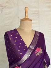 Vandita - Pure Chiffon Saree with Cross Stitch Floral Embroidery