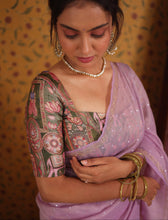 Chandheri Mirror Embellished Saree with Subtle Jaal Border & Tassel Pallu