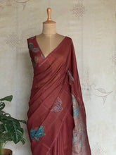 Shraddha - Linen Floral Applique Saree — Hakoba Lace Border