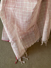 Nandita - Pink Checks Pure Cotton Saree with Floral Blouse
