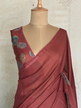 Shraddha - Linen Floral Applique Saree — Hakoba Lace Border