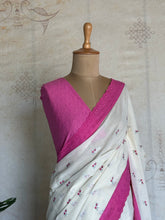 Varnika - Pure Cotton Multi Floral Embroidered Saree with Hakoba Lace - Onam Edit
