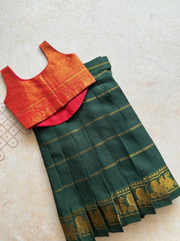 Chettinad Cotton Corset Style Top With Skirt