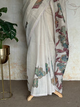 Shraddha - Linen Floral Applique Saree — Hakoba Lace Border