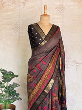 Parijata - Dola Silk With Kalamkari Prints And Zari Border