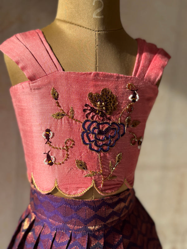Brocade Crop Top and Skirt