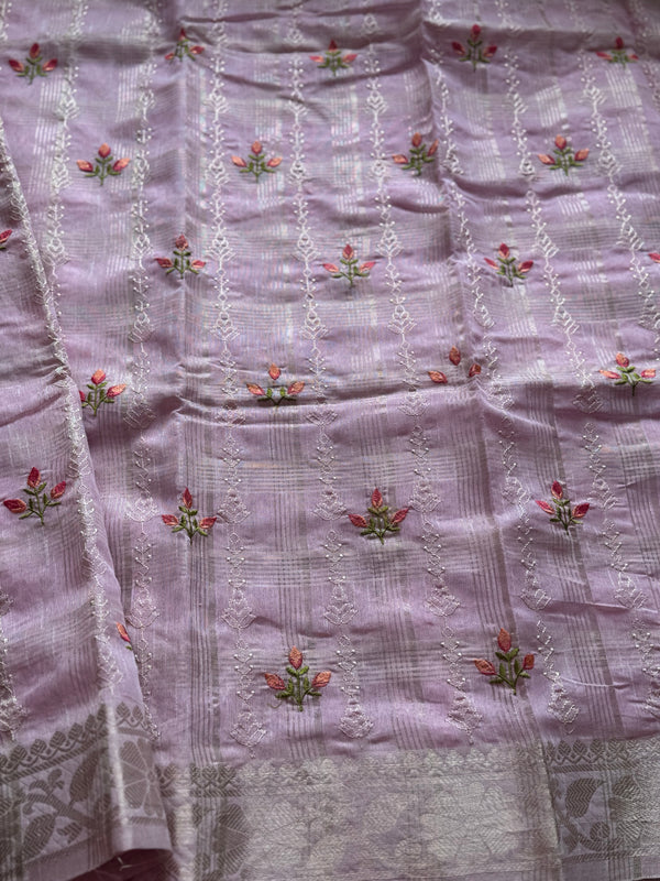 Ciranya Linen - Embroidered Kora Saree