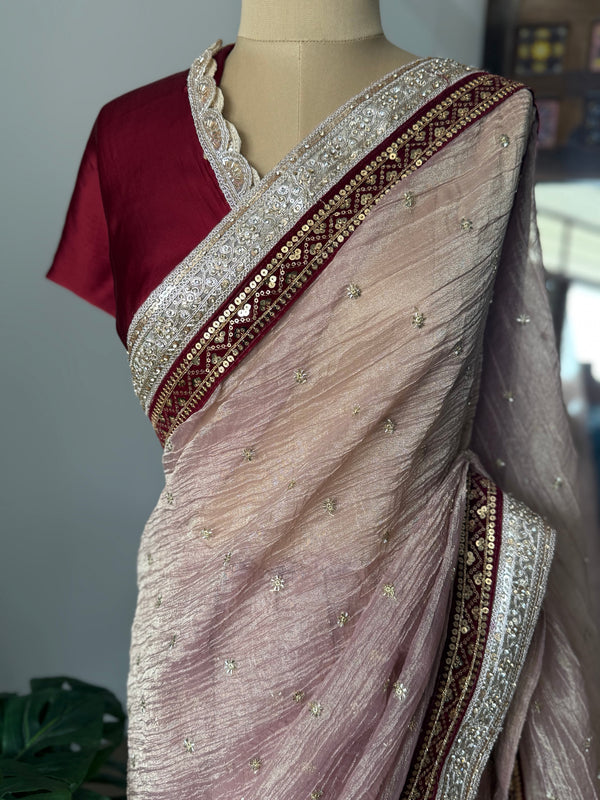 Pure Silk Tissue Georgette Saree – Designer Wedding & Festive Wear