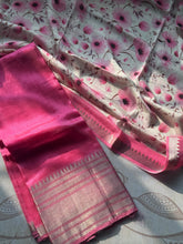 Mangalgiri Silk Floral Print Unstitched Kurta + Dupatta