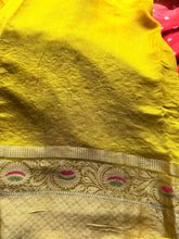 Dhara - Red & Mustard Yellow Embroidered Silk Saree with Antique Zari Border