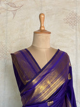 Semi Kanchi Silk Saree – Royal Blue & Gold Saree