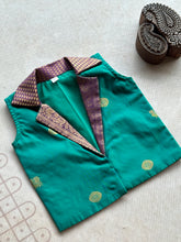 Anicham - 2 in 1 Teal Green Frock with Zari Border & Overcoat Express