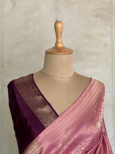 Aaranya - Mushru Silk Saree – Dusty Rose Pink with Maroon Blouse