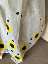 Pure Cotton Appliqué Floral Saree – White & Sunshine Yellow