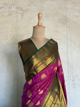 Semi Kanchi Silk Saree – Amaranth Purple Kanchi Zari Border