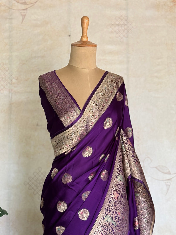 Manjari - Pure Satin Silk Meenakari Saree