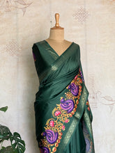 Semi Silk Saree With Tanjore Painting Inspired Prints