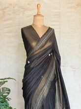 Rekha - Jute Linen Saree With Kantha Hand Embroidery