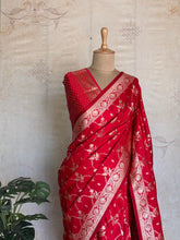 Yamini - Pure Banarasi Mushru Saree With Jaal Weaving