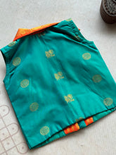 Anicham - 2 in 1 Teal Blue Frock with Zari Border & Overcoat Express