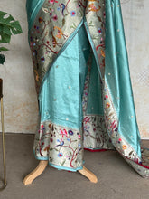 Ambika - Paithani Tussar Saree in Aqua Blue