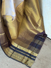 Semi Kanchi Silk Saree – Lavender & Navy with Gold Zari
