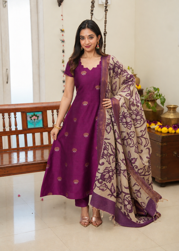 Dwaraka - Raw Silk 3-Piece Suit Set