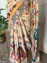 Pure Chennuri Silk Kalamkari Saree with Zari Border