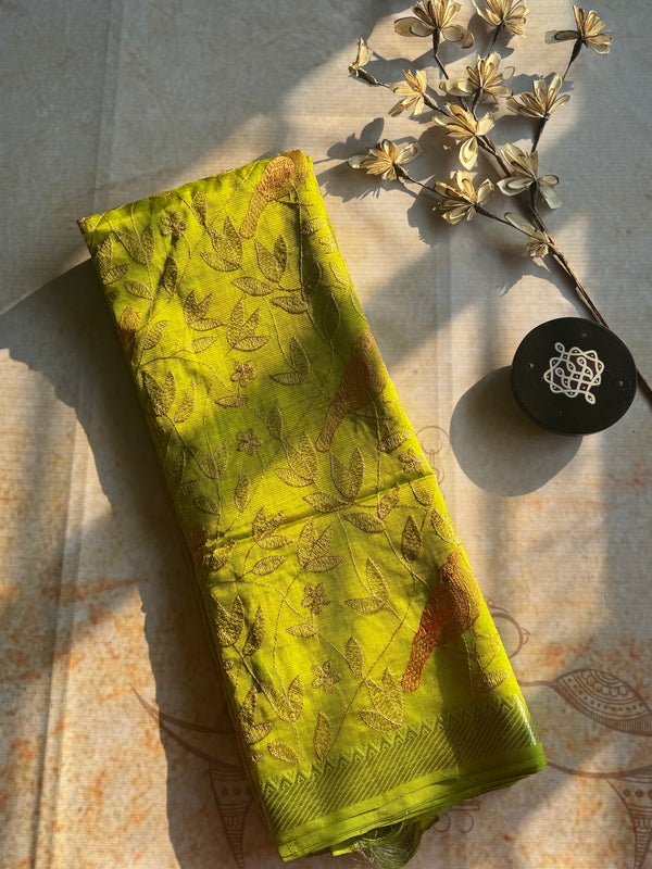 Mangalgiri Silk Chikankari Saree