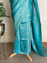 Aaranya Mushru Silk Saree – Turquoise Blue with Silver Zari